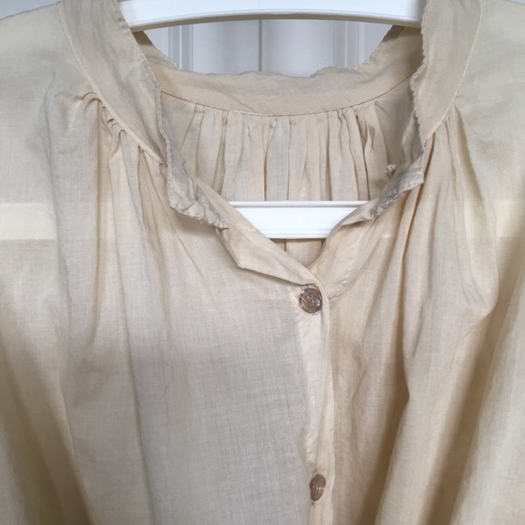 Cinched Waist Cotton Frock/Blouse Sand Color - Picture 3 of 8